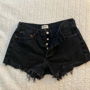 Agolde black denim shorts